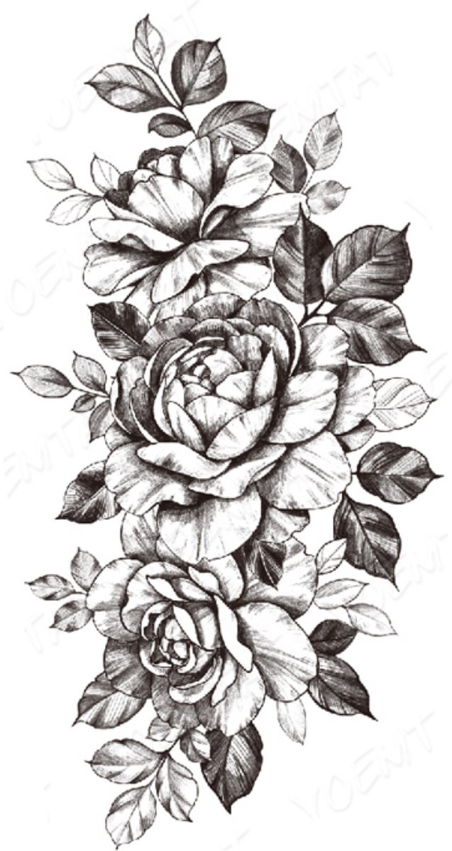 Tattoos - Zwart Wit Tattoo - Tijdelijke & Waterbestendig Tattoo - Ontwerp Tattoo - Arm & Lichaam Tattoo - Vrouwen Tattoo - Nep Tattoo - Tatoeage & Tatoeages - Tatoeages volwassenen | Three Flowers Closed